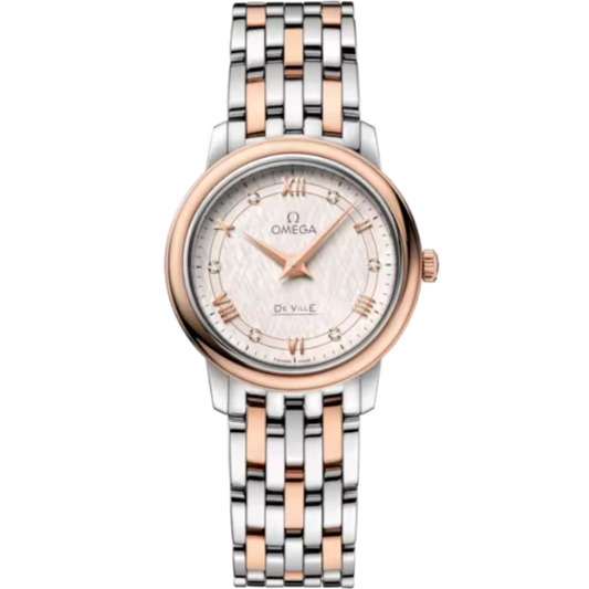 DE VILLE PRESTIGE 27 MM STAINLESS STEEL - RED GOLD WITH SILVER DIAL
