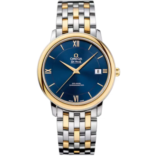 DE VILLE PRESTIGE 37 MM STAINLESS STEEL - YELLOW GOLD WITH BLUE DIAL