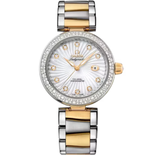 DE VILLE LADYMATIC 34 MM STAINLESS STEEL - YELLOW GOLD WITH MOTHER OF PEARL DIAL