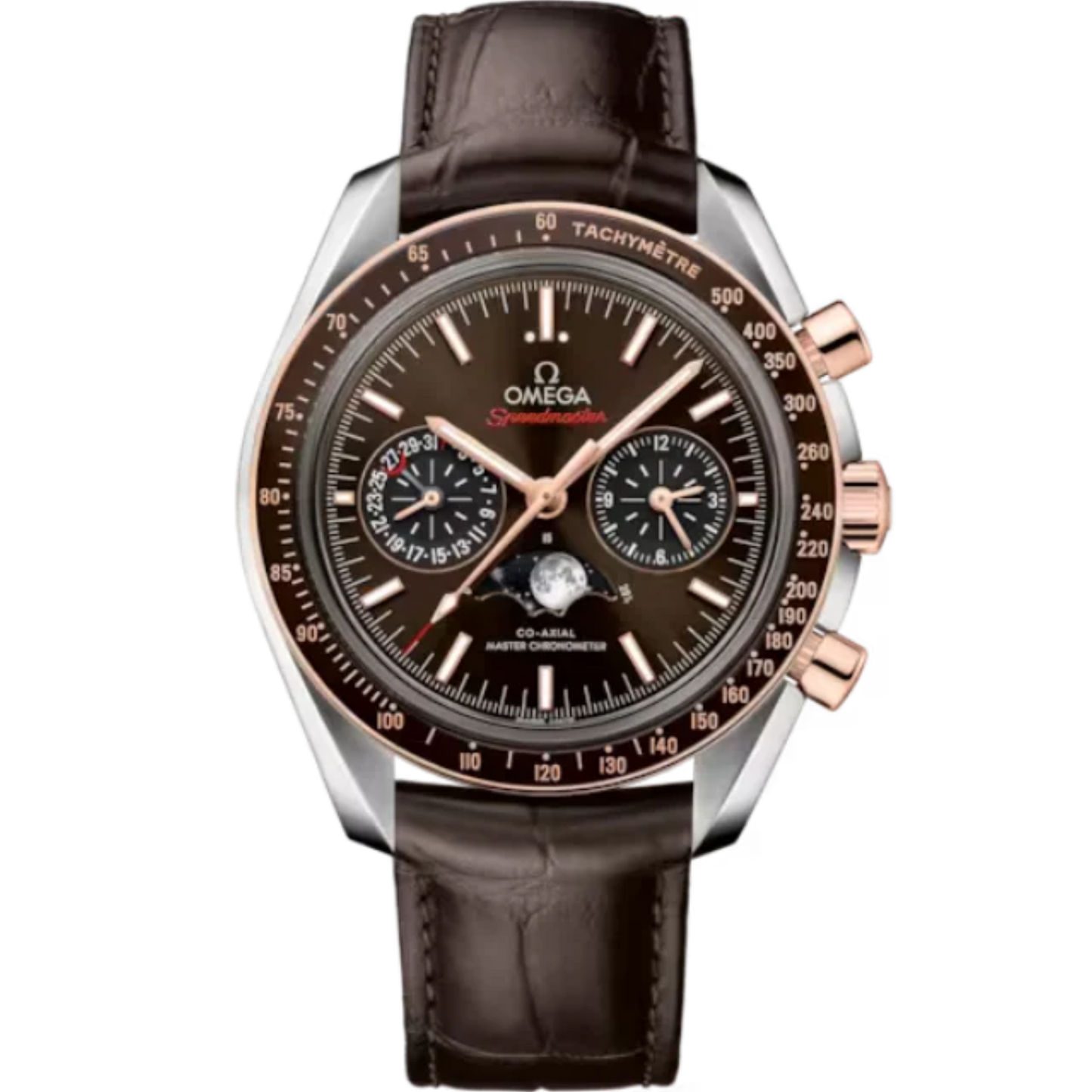 SPEEDMASTER MOONPHASE 44 MM STAINLESS STEEL - SEDNA™ GOLD WITH BROWN DIAL