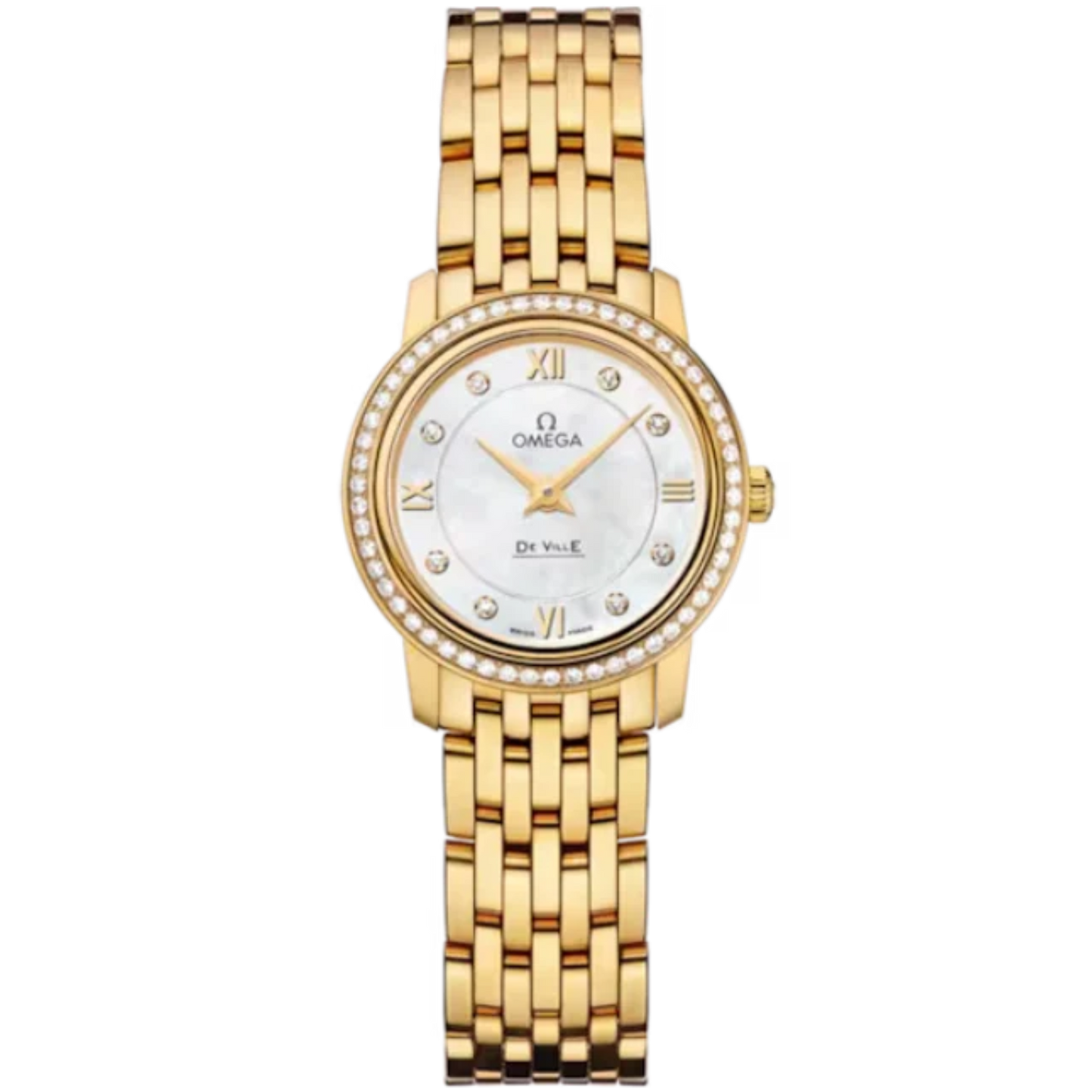 DE VILLE PRESTIGE 24 MM YELLOW GOLD WITH MOTHER OF PEARL DIAL