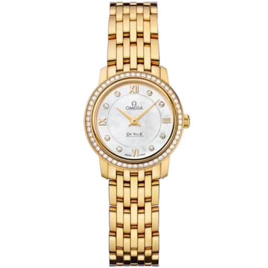 DE VILLE PRESTIGE 24 MM YELLOW GOLD WITH MOTHER OF PEARL DIAL