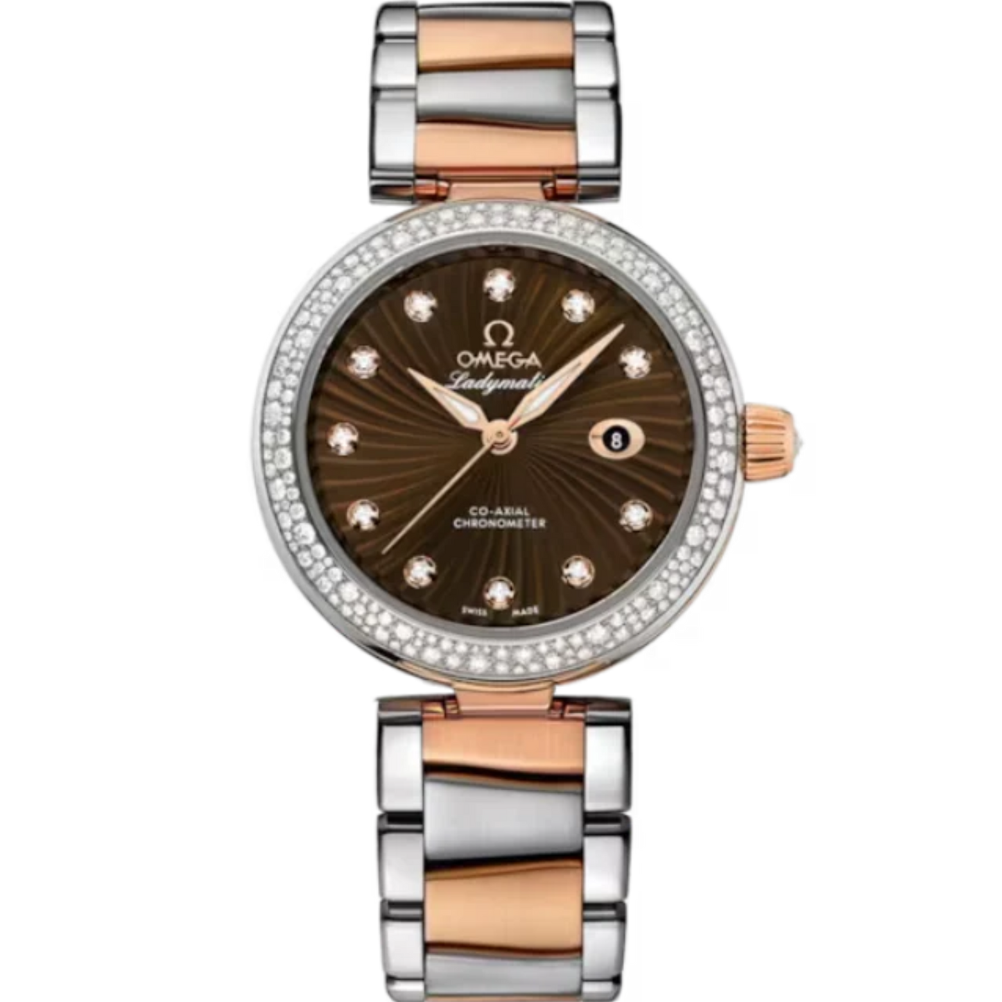 DE VILLE LADYMATIC 34 MM STAINLESS STEEL - RED GOLD WITH BROWN DIAL