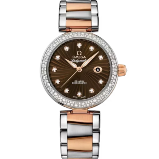 DE VILLE LADYMATIC 34 MM STAINLESS STEEL - RED GOLD WITH BROWN DIAL