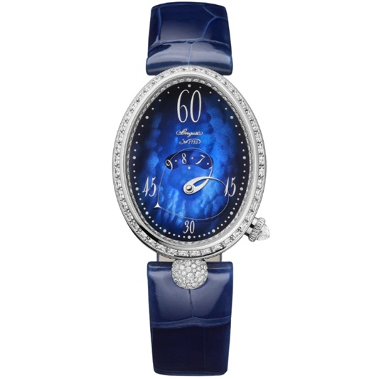 REINE DE NAPLES 9835 36 MM WHITE GOLD WITH BLUE MOTHER OF PEARL DIAL
