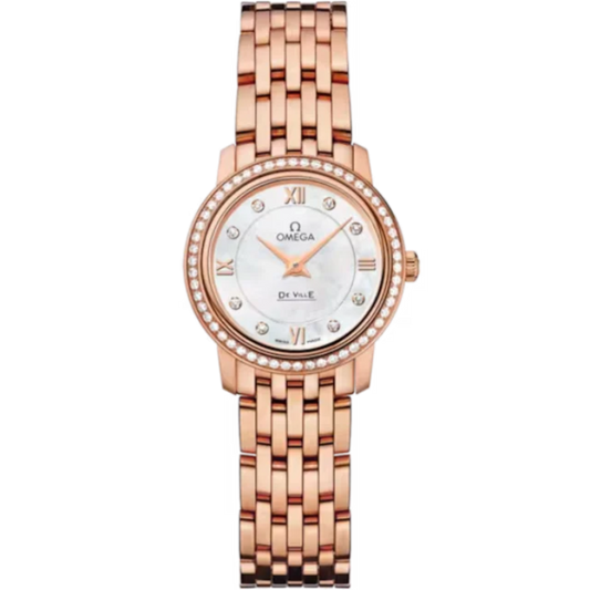 DE VILLE PRESTIGE 24 MM RED GOLD WITH MOTHER OF PEARL DIAL