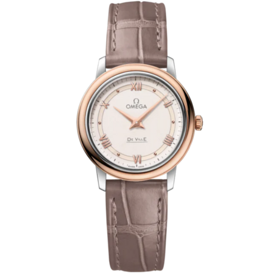 DE VILLE PRESTIGE 27 MM STAINLESS STEEL - RED GOLD WITH WHITE DIAL
