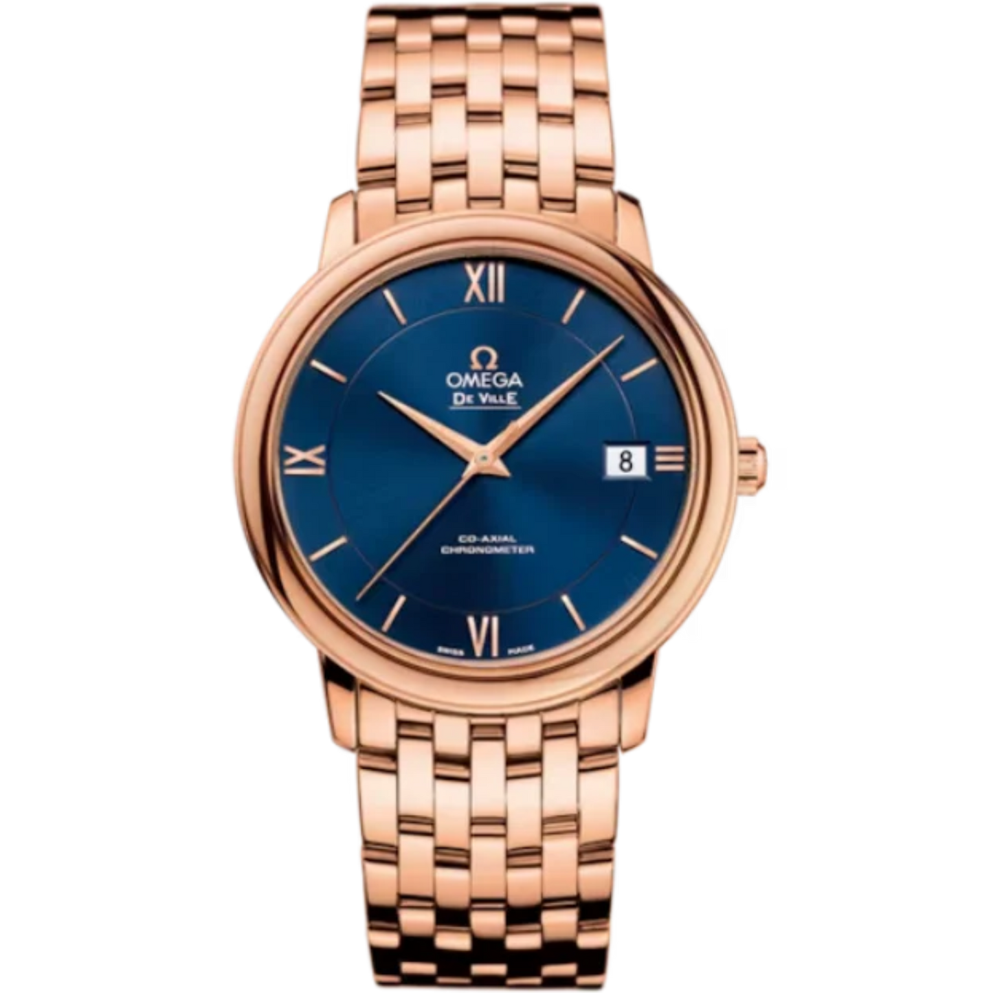 DE VILLE PRESTIGE 37 MM RED GOLD WITH BLUE DIAL