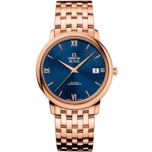 DE VILLE PRESTIGE 37 MM RED GOLD WITH BLUE DIAL