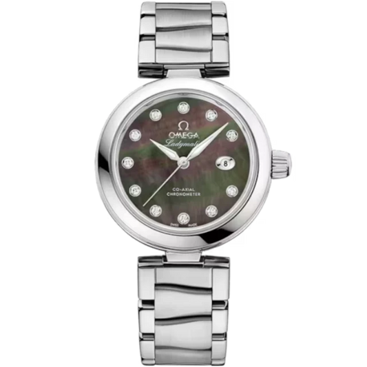 DE VILLE LADYMATIC 34 MM STAINLESS STEEL WITH BLACK MOTHER OF PEARL DIAL