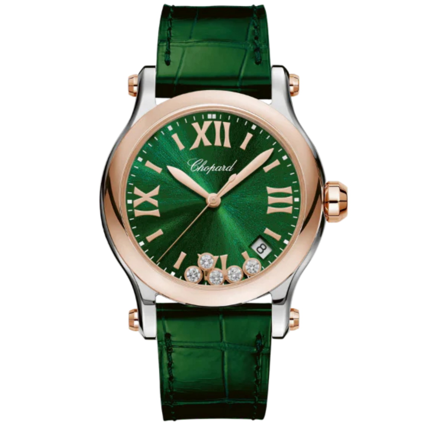 HAPPY SPORT 36 MM ETHICAL ROSE GOLD - LUCENT STEEL™ WITH GREEN DIAL