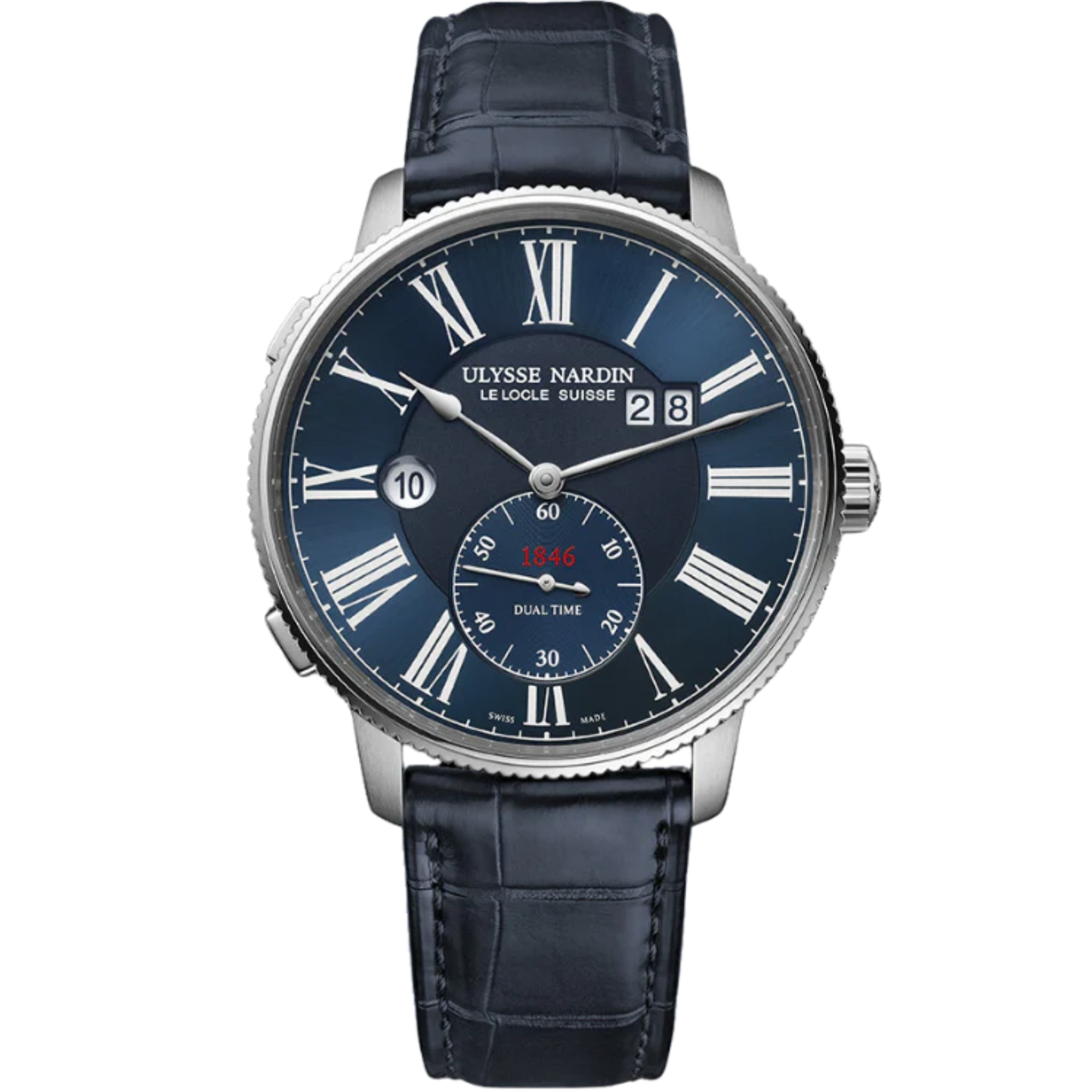 MARINE TORPILLEUR DUAL TIME 44 MM STAINLESS STEEL WITH BLUE DIAL