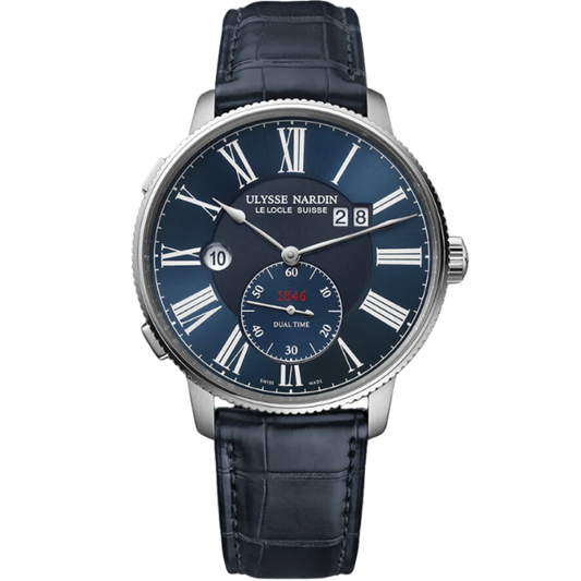 MARINE TORPILLEUR DUAL TIME 44 MM STAINLESS STEEL WITH BLUE DIAL