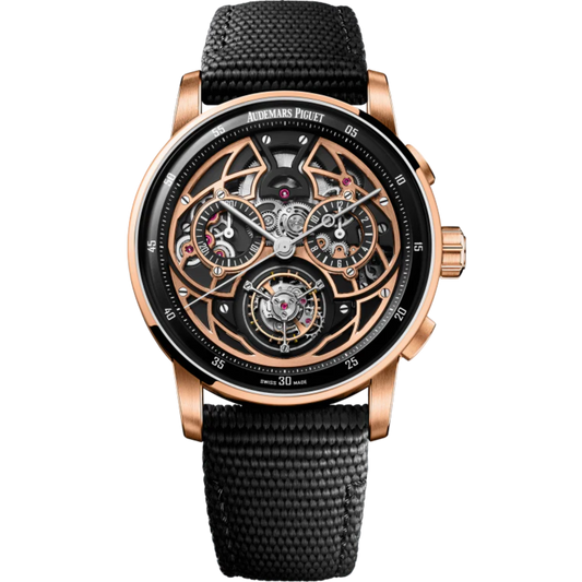 Code 11.59 by Audemars Piguet  41mm Black Rubber-Coated Strap 18-carat Pink Gold Outer Bezel Black Lacquered Inner Bezel