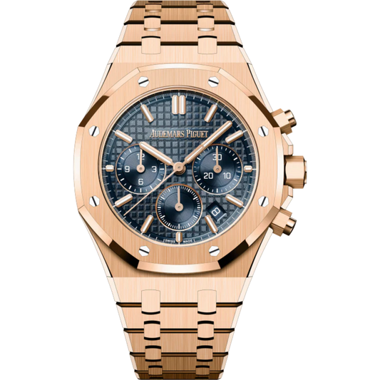 Royal Oak Selfwinding Chronograph 38MM 18-Carat Pink Gold Bracelet Bleu Nuit Nuage 50 Dial With Grande Tapisserie Pattern 18-Carat Pink Gold Case