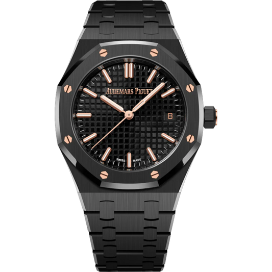 Royal Oak Selfwinding 34MM Black Ceramic Bracelet Black Dial With Grande Tapisserie Pattern Black Ceramic Case