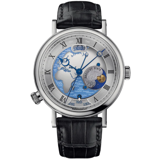HORA MUNDI 5717 43 MM PLATINUM WITH BLUE "WAVE" MOTIF DIAL