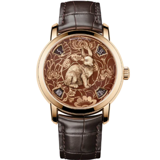 METIERS D'ART THE LEGEND OF THE CHINESE ZODIAC - YEAR OF THE RABBIT 40 MM 18K 5N PINK GOLD WITH YELLOW GOLD DIAL