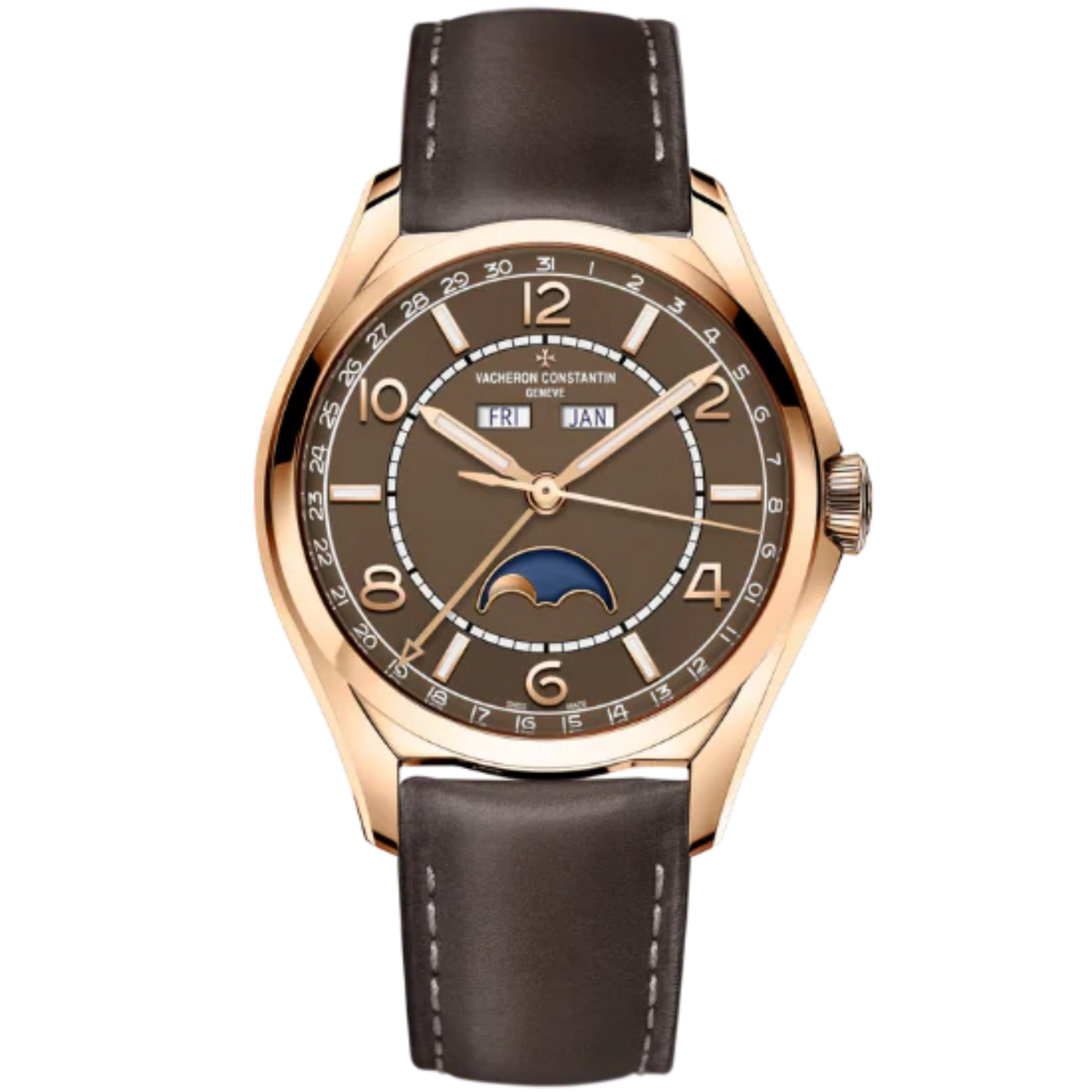FIFTYSIX COMPLETE CALENDAR 40 MM PINK GOLD WITH BROWN BRASS DIAL