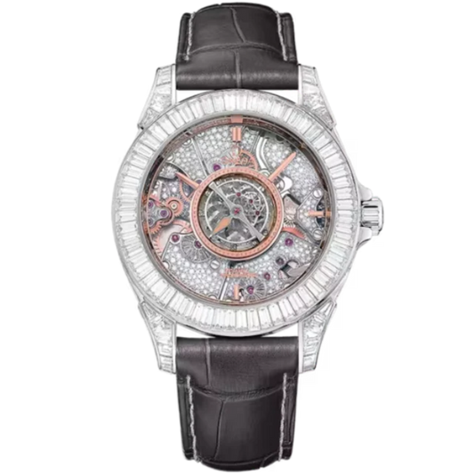 DE VILLE TOURBILLON 39 MM PLATINUM WITH SAPPHIRE DIAL
