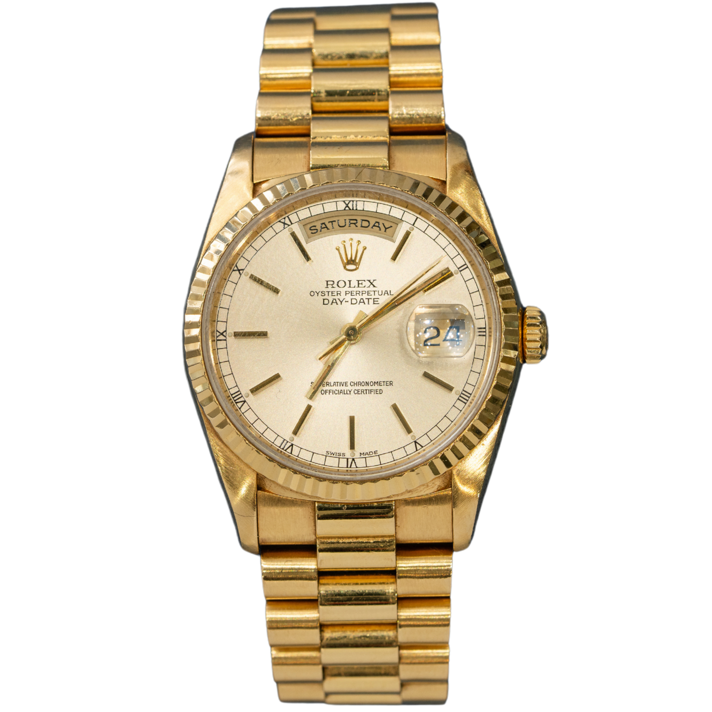 Rolex Day Date Ref. 18238 36mm Yellow Gold Silver Stick Dial