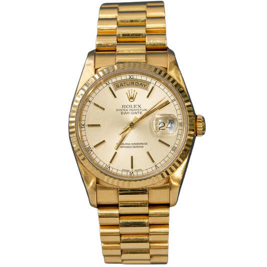 Rolex Day Date Ref. 18238 36mm Yellow Gold Silver Stick Dial