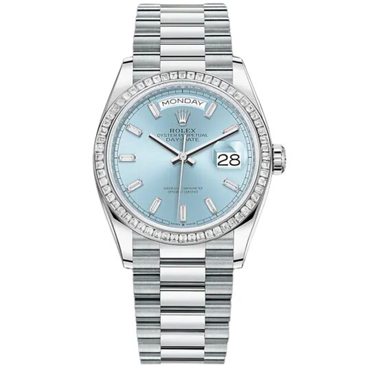 Day-Date 36mm President Bracelet with Ice Blue Diamond-Set Dial Diamond-Set Bezel