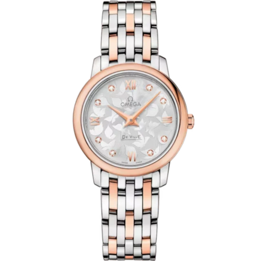DE VILLE PRESTIGE BUTTERFLY 27 MM STAINLESS STEEL - RED GOLD WITH SILVER DIAL