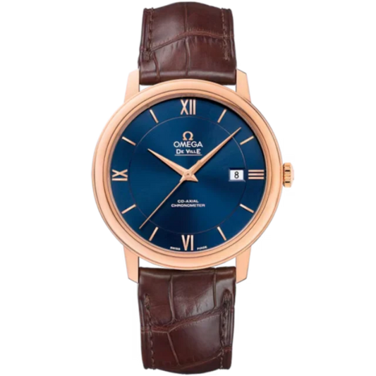 DE VILLE PRESTIGE 39 MM RED GOLD WITH BLUE DIAL