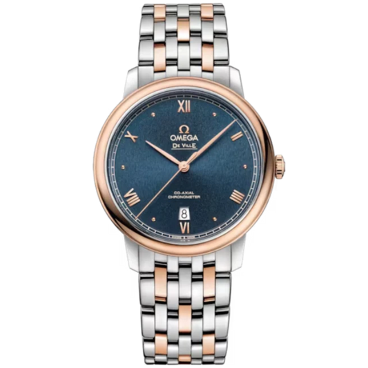 DE VILLE PRESTIGE 39 MM STAINLESS STEEL - RED GOLD WITH BLUE DIAL