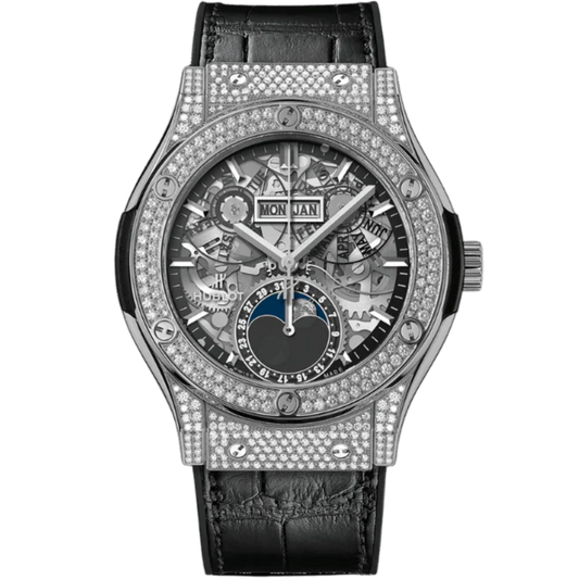 CLASSIC FUSION 42 MM AEROFUSION MOONPHASE TITANIUM PAVÉ