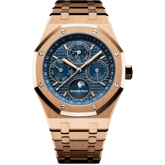 Audemars Piguet Royal Oak Ref. 26574OR.OO.1220OR.02 41MM  Perpetual Calendar Rose Gold Blue Dial