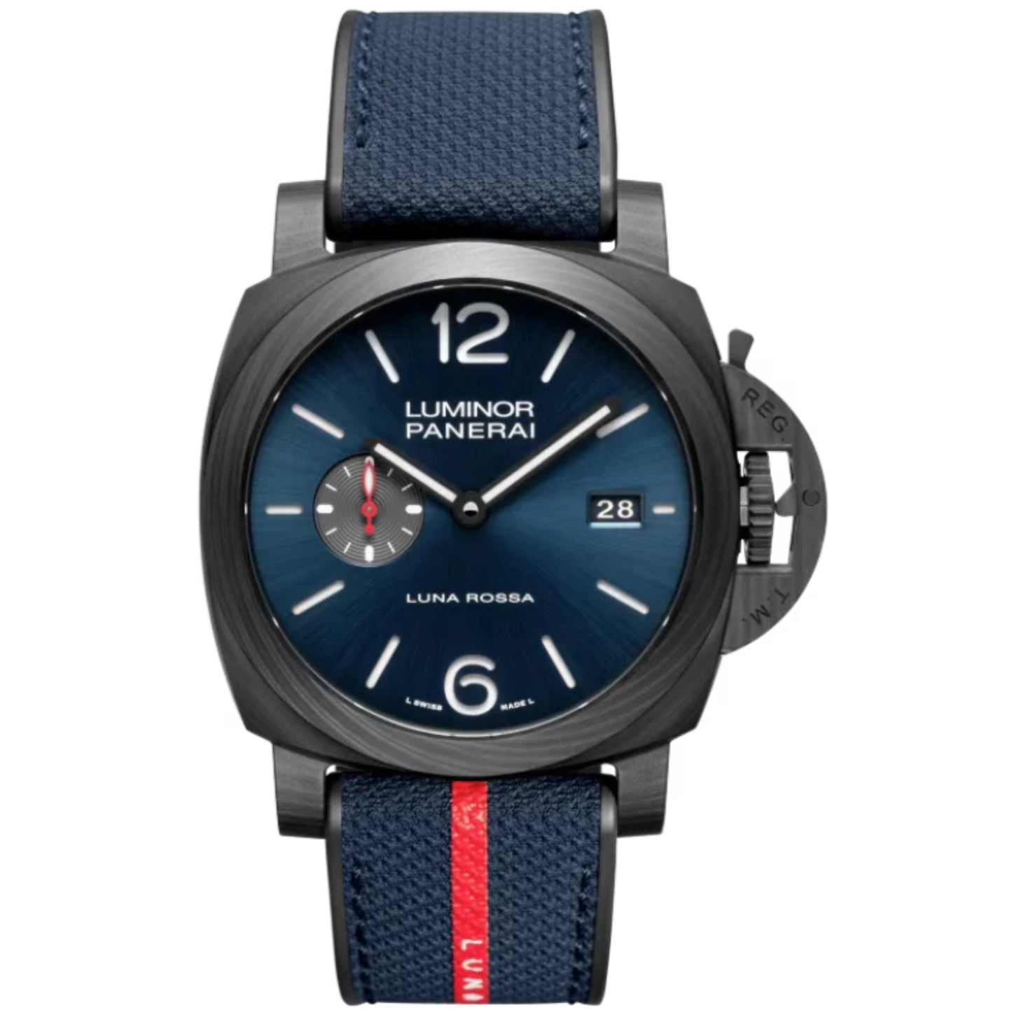 LUMINOR MARINA LUNA ROSSA PAM01529 44 MM CARBOTECH™ WITH BLUE DIAL