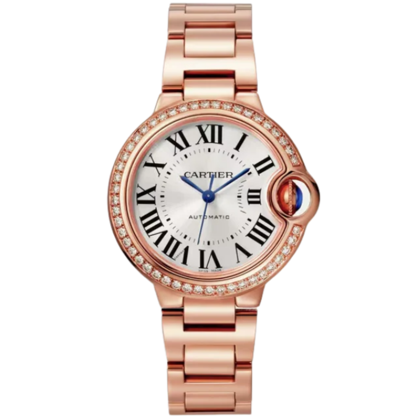 BALLON BLEU DE CARTIER 33 MM ROSE GOLD WITH SILVER SUNRAY EFFECT DIAL