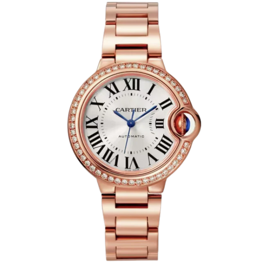BALLON BLEU DE CARTIER 33 MM ROSE GOLD WITH SILVER SUNRAY EFFECT DIAL