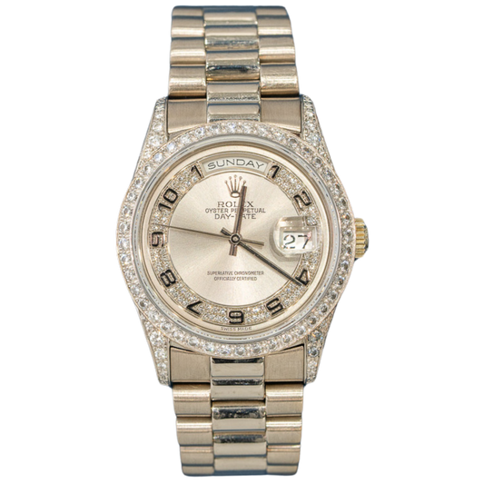 Rolex Ref. 18389 36mm White Gold Day Date Myriad Diamond Dial / Diamond Bezel / Diamond Lugs (Factory)