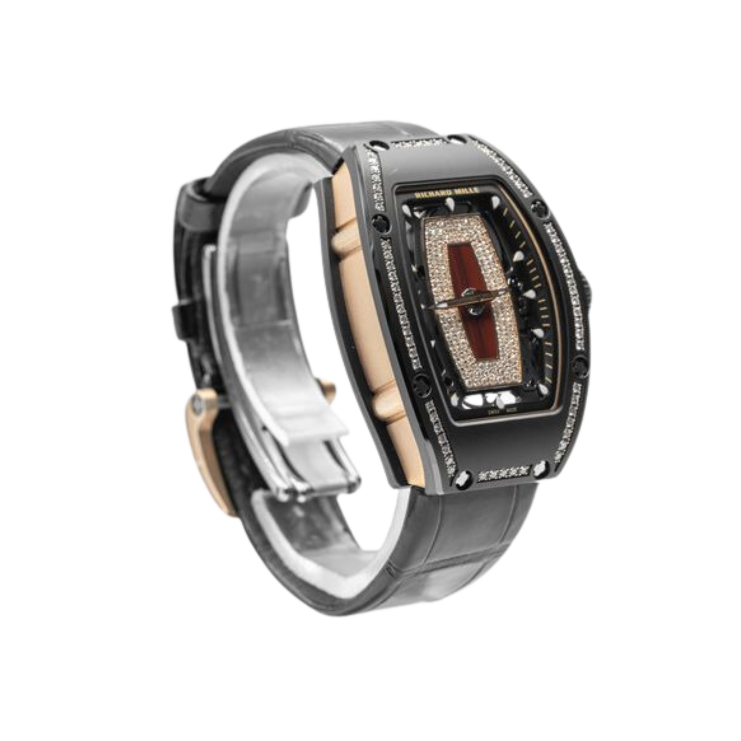 RM07 Black Ceramic Jasper Single Row Diamonds