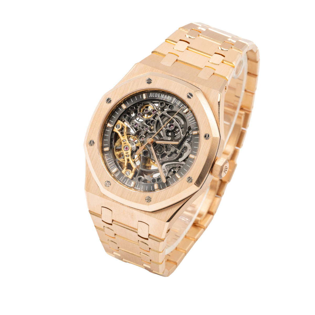 Royal Oak Double Balance Wheel Openworked 41MM 18-Carat Pink Gold Bracelet Slate Grey Openworked Dial 18-Carat Pink Gold Case