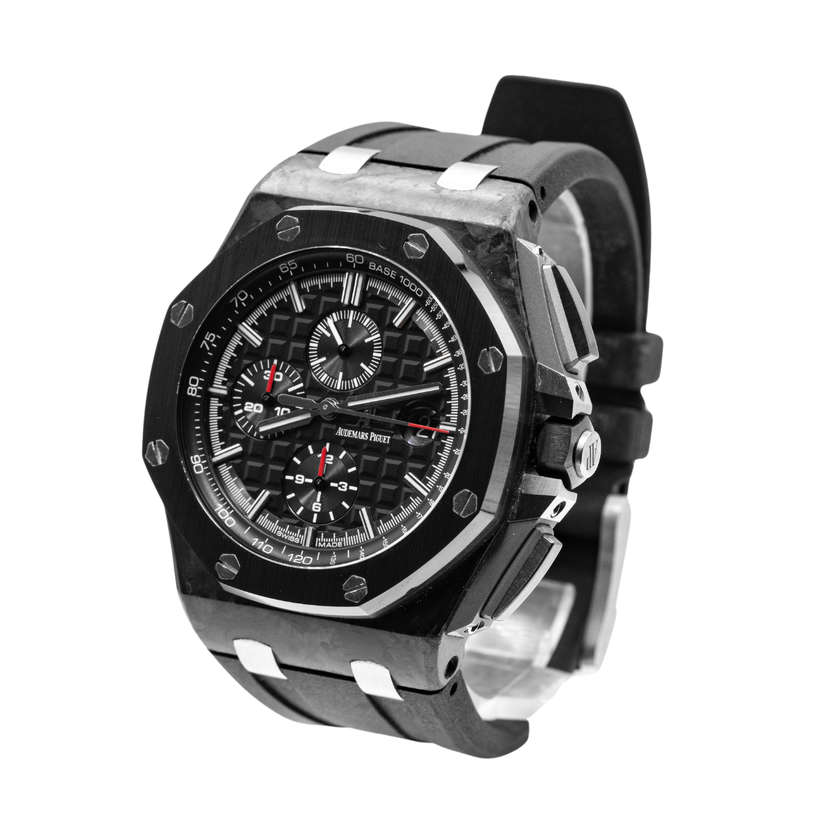 Royal Oak Offshore Chronograph 44MM Black Rubber Strap Black Dial With Méga Tapisserie Forged Carbon Case Pattern Black Ceramic Bezel