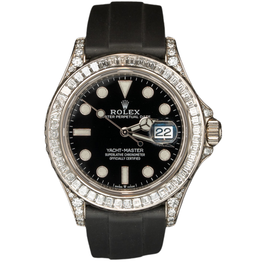 Rolex Yachtmaster Ref. 226679TBR White Gold Black Dial with Baguette Bezel/Diamond Lugs