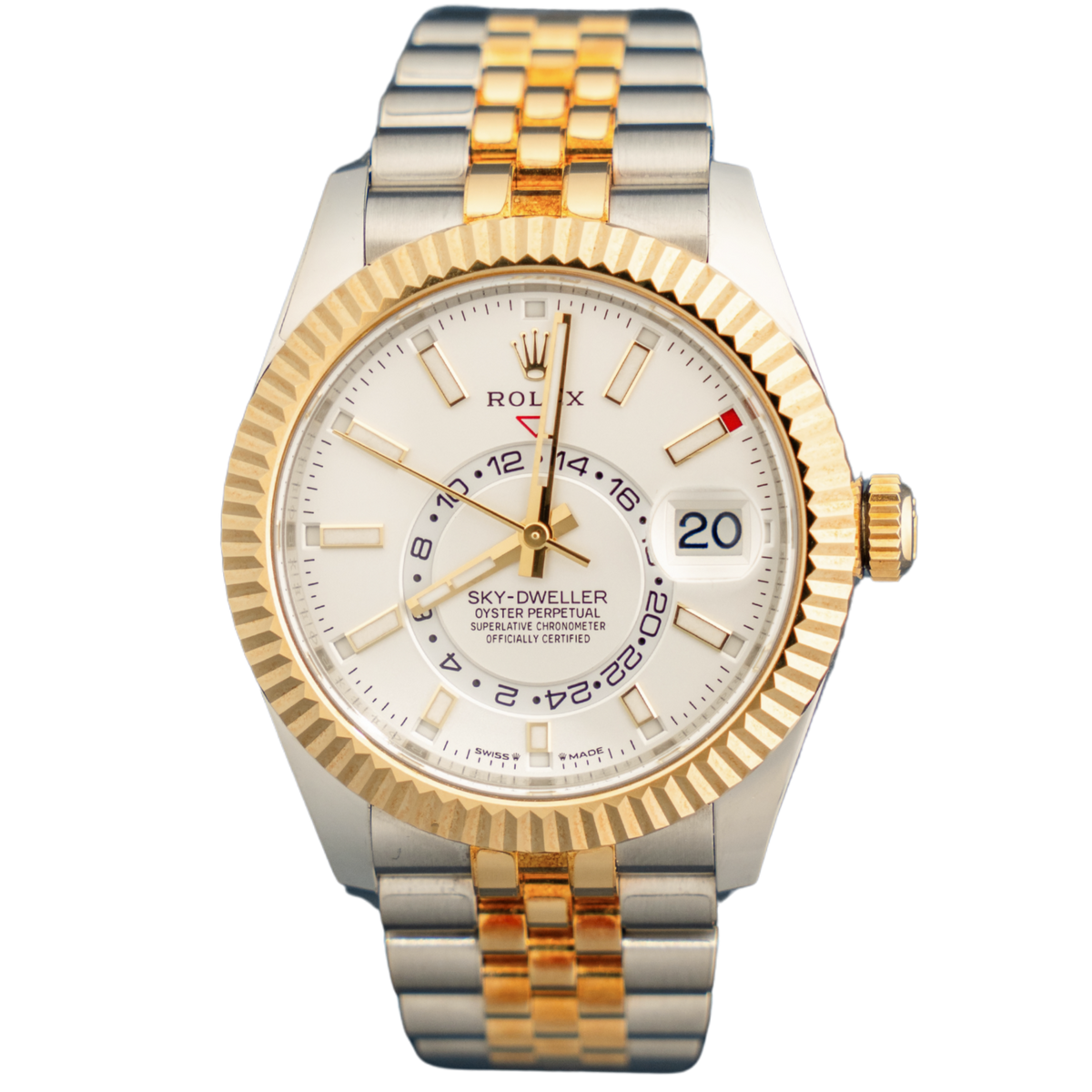 Rolex Skydweller Ref. 336933 Two Tone Stainless Steel & Yellow Gold with White Dial on Jubilee Band