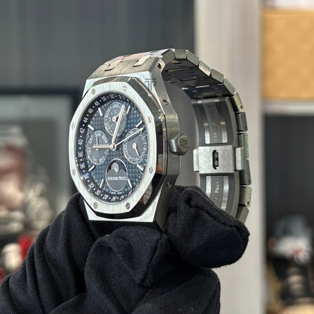 Audemars Piguet Royal Oak Ref. 26574TI.OO.1220TI.01 41mm Titanium Black /Blue Dial Perpetual Calendar