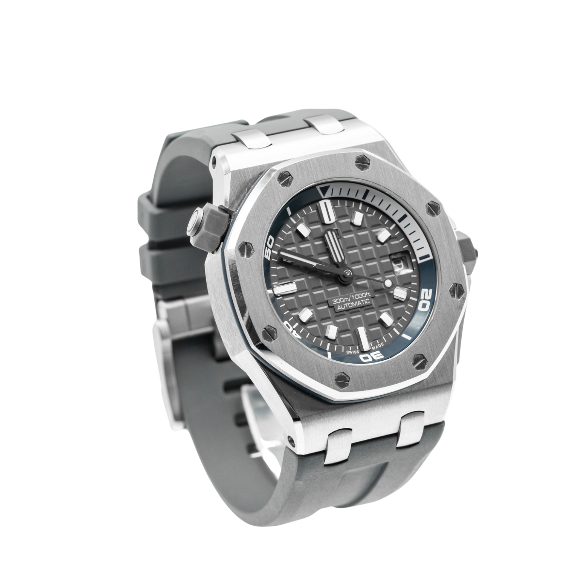 Royal Oak Offshore Dive 42MM Grey Rubber Strap Grey Dial With Méga Tapisserie Pattern Stainless Steel Case