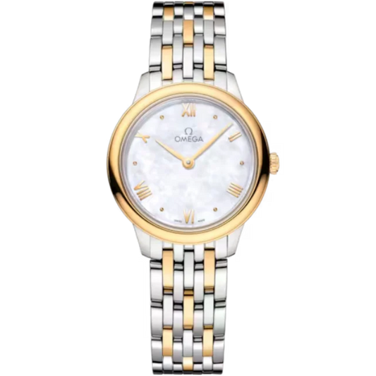 DE VILLE PRESTIGE 27 MM STAINLESS STEEL - YELLOW GOLD WITH MOTHER OF PEARL DIAL