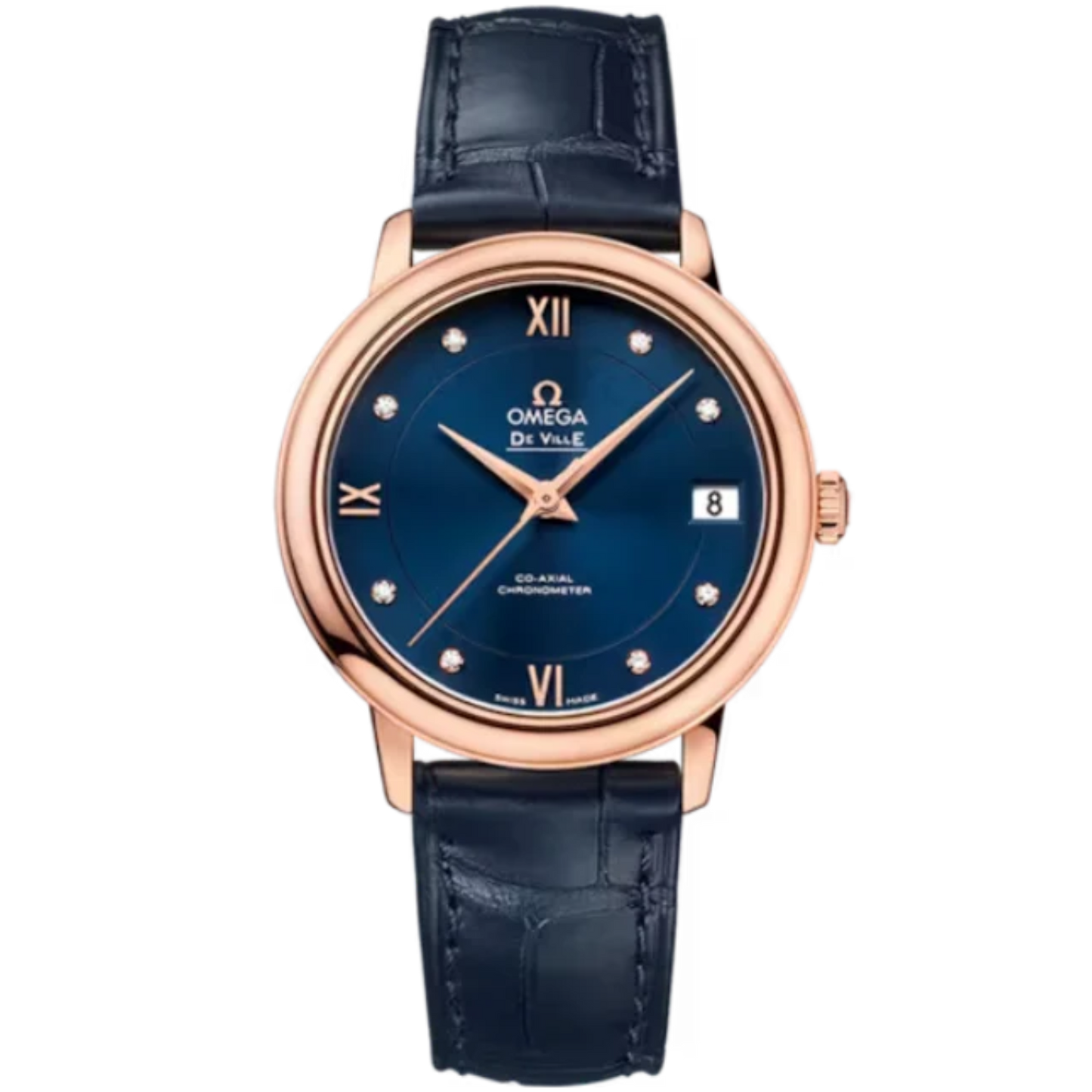 DE VILLE PRESTIGE 33 MM RED GOLD WITH BLUE DIAL