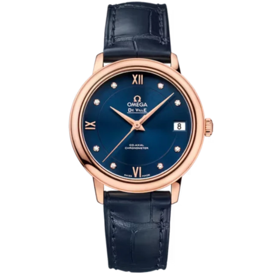 DE VILLE PRESTIGE 33 MM RED GOLD WITH BLUE DIAL