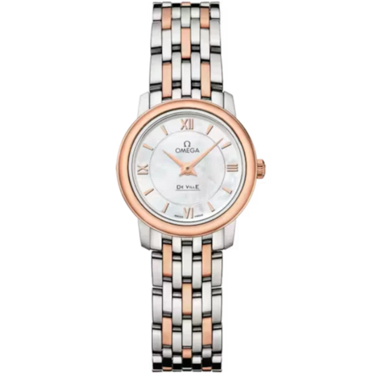 DE VILLE PRESTIGE 24 MM STAINLESS STEEL - RED GOLD WITH MOTHER OF PEARL DIAL