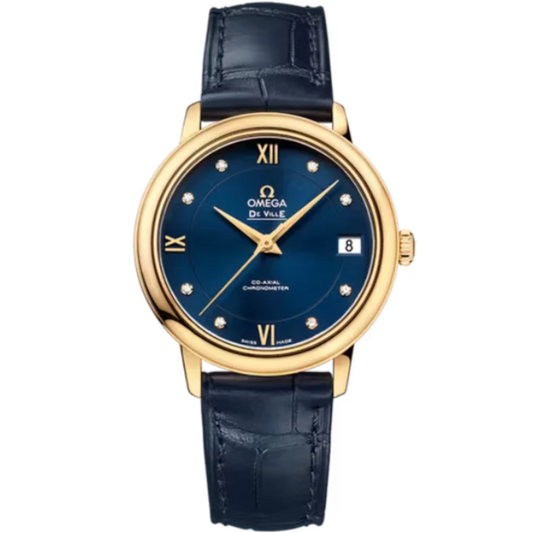 DE VILLE PRESTIGE 33 MM YELLOW GOLD WITH BLUE DIAL