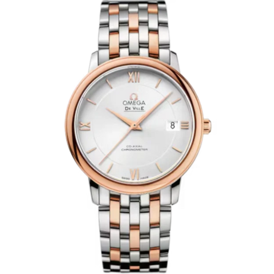 DE VILLE PRESTIGE 37 MM STAINLESS STEEL - RED GOLD WITH SILVER DIAL