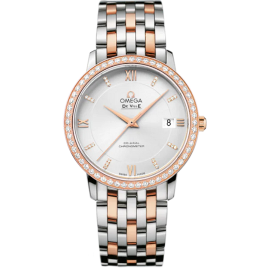 DE VILLE PRESTIGE 37 MM STAINLESS STEEL - RED GOLD WITH SILVER DIAL